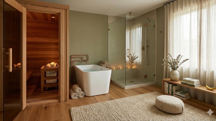 Wellness Rooms and home remodeling- A quiet room with no equipment and a cold plunge or sauna.